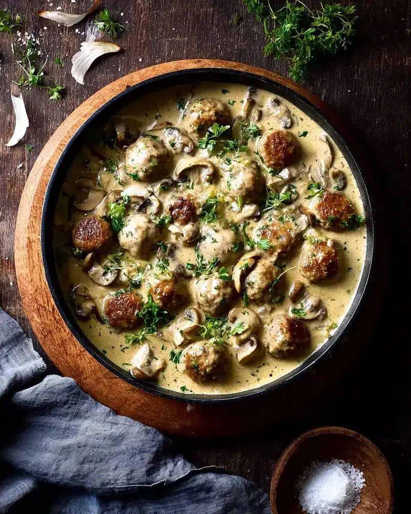 Creamy Swedish Meatballs with Mushrooms 3 Recipe preparation image